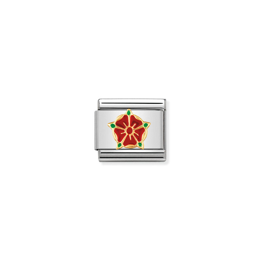 Nomination Composable Classic SYMB, U,K, Edelstahl, Email und 18K-Gold (10_Red Rose of Lancashire) 030250/10