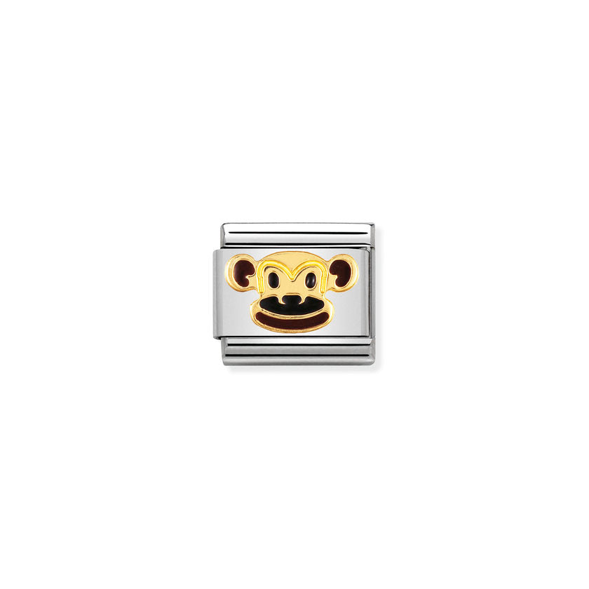Nomination Composable Classic TIERE - LAND 1 Edelstahl, Email und 18K-Gold (12_Affe) 030248/12