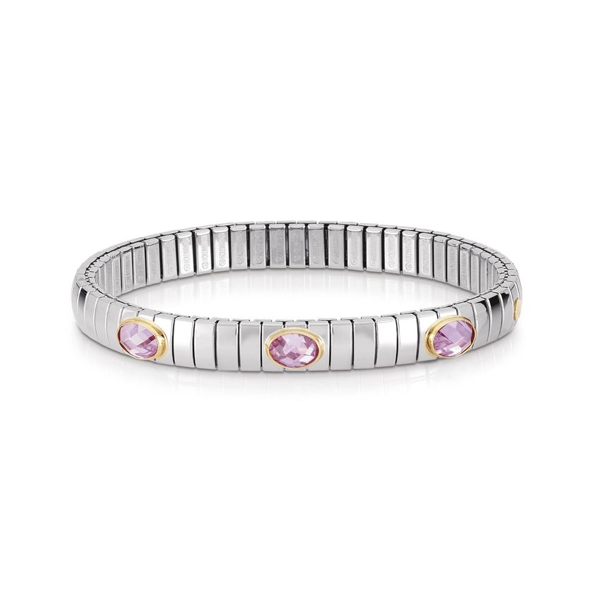 Nomination Armbaender XTE SMALL Edelstahl, 18-K-Gold u, 3 facettierten Zirkonen (003_ROSA) 042505/003