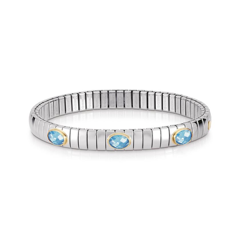 Nomination Armbaender XTE SMALL Edelstahl, 18-K-Gold u, 3 facettierten Zirkonen (006_HIMMELBLAU) 042505/006