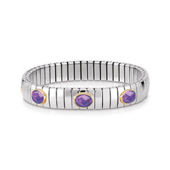 Nomination Armbaender XTE MEDIUM Edelstahl,18-K-Gold u, 3 facettierten Zirkonen (001_VIOLETT) 042523/001