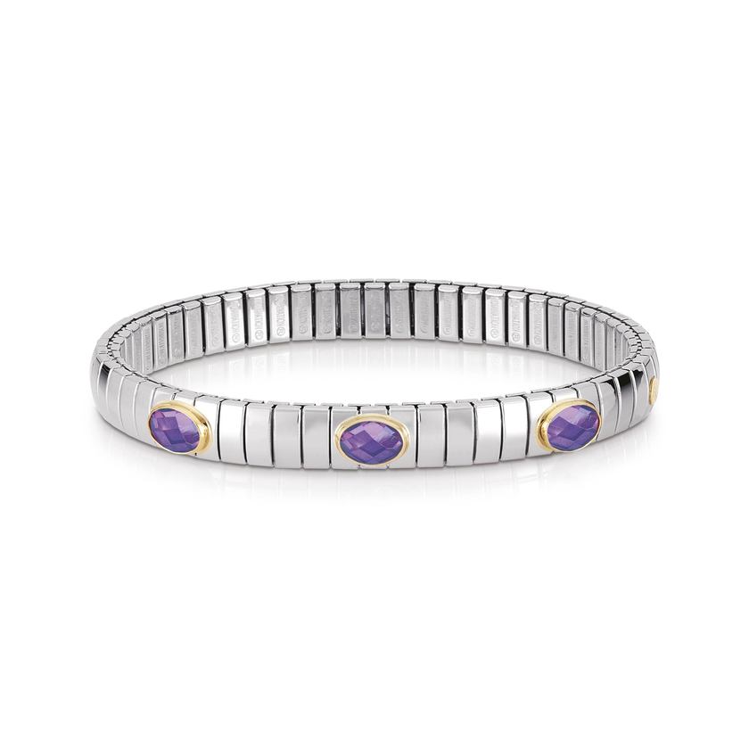 Nomination Armbaender XTE SMALL Edelstahl, 18-K-Gold u, 3 facettierten Zirkonen (001_VIOLETT) 042505/001