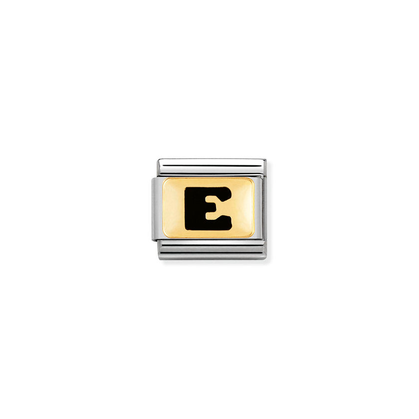 Nomination Composable Classic SCHWARZE BUCHSTABEN Edelstahl und 18K-Gold (05_E) 030264/05