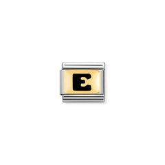 Nomination Composable Classic SCHWARZE BUCHSTABEN Edelstahl und 18K-Gold (05_E) 030264/05