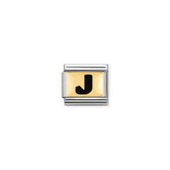 Nomination Composable Classic SCHWARZE BUCHSTABEN Edelstahl und 18K-Gold (10_J) 030264/10