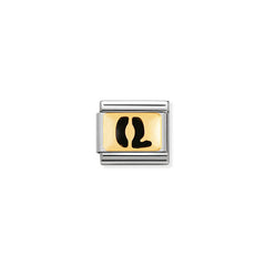 Nomination Composable Classic SCHWARZE BUCHSTABEN Edelstahl und 18K-Gold (17_Q) 030264/17