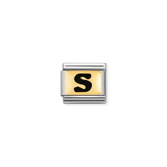Nomination Composable Classic SCHWARZE BUCHSTABEN Edelstahl und 18K-Gold (19_S) 030264/19