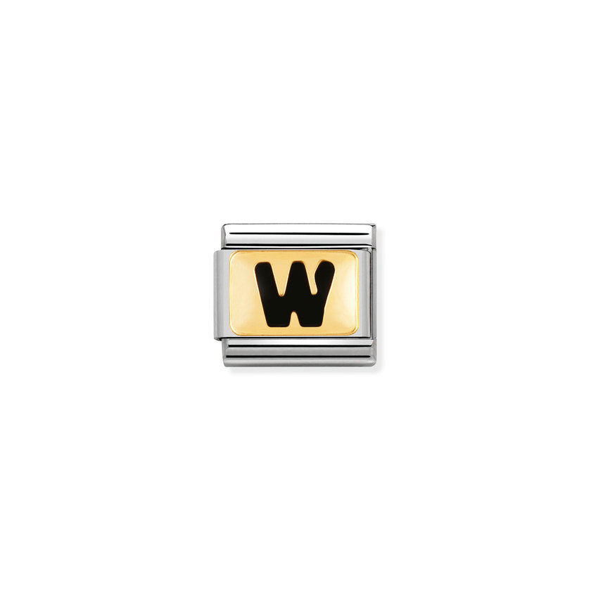 Nomination Composable Classic SCHWARZE BUCHSTABEN Edelstahl und 18K-Gold (23_W) 030264/23