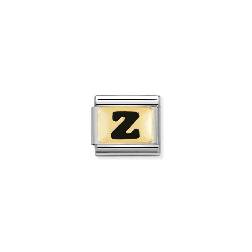 Nomination Composable Classic SCHWARZE BUCHSTABEN Edelstahl und 18K-Gold (26_Z) 030264/26