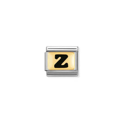Nomination Composable Classic SCHWARZE BUCHSTABEN Edelstahl und 18K-Gold (26_Z) 030264/26