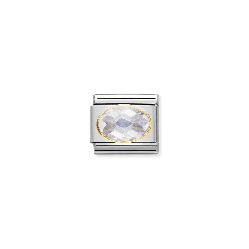 Nomination Comp, Classic CUBIC ZIRCONIA FACETTIERT Edelstahl, 18K-Gold (010_WEISS) 030601/010