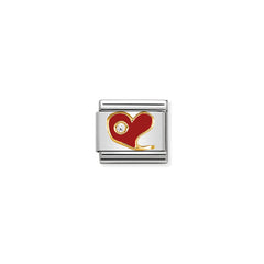Nomination Comp, Classic SPECIAL Stahl, Gold 18 Kt, Emaille und Cubic Zirkonia (21_Rotes Herz mit ZIRKON) 030321/21