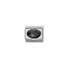 Nomination Comp, Classic CUBIC ZIRCONIA FACETTIERT Edelstahl, 18K-Gold (011_Schwarz) 030601/011