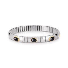 Nomination Armbaender XTE SMALL Edelstahl, 18-K-Gold u, 3 facettierten Zirkonen (011_Schwarz) 042505/011