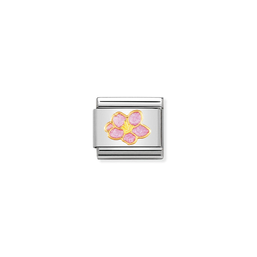 Nomination Composable Classic NATURE Edelstahl, Email und 18K-Gold (47_Kirschbluete) 030214/47