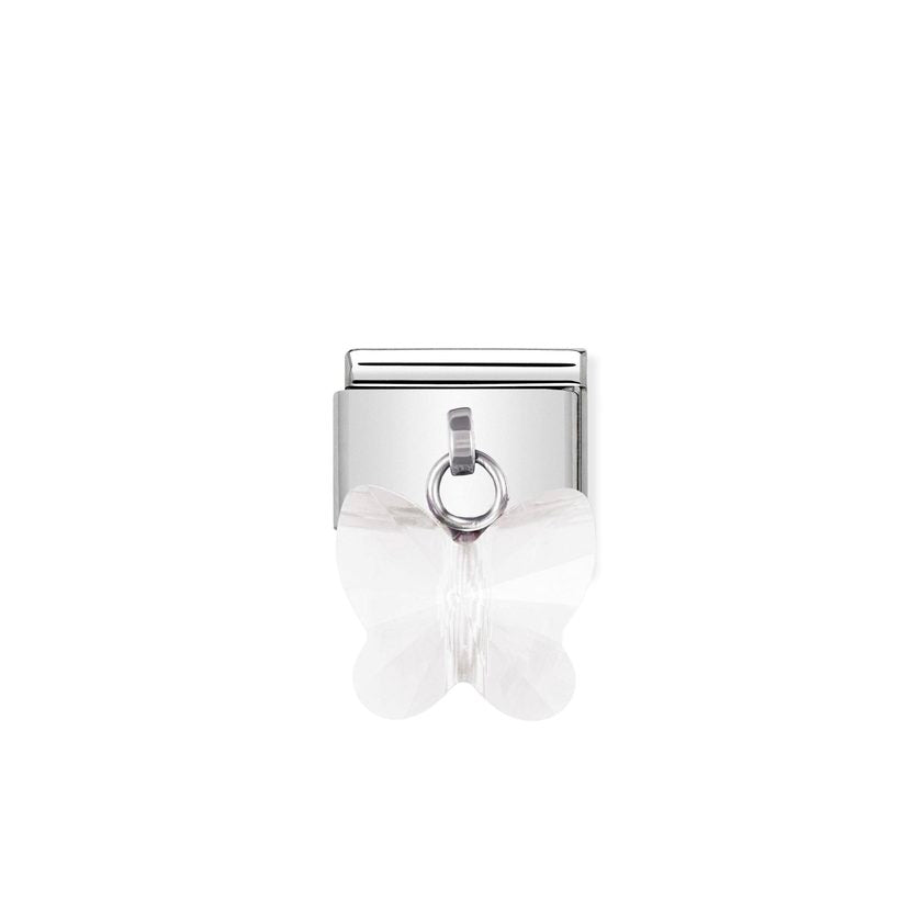 Nomination Comp, Classic CRYSTAL-ZIRKONE SCHMETTERLINGE  Edelstahl (10_Weiss) 030604/10