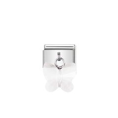 Nomination Comp, Classic CRYSTAL-ZIRKONE SCHMETTERLINGE  Edelstahl (10_Weiss) 030604/10