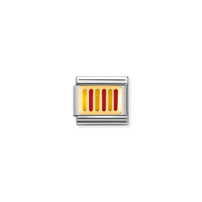 Nomination Composable Classic FLAGGE EUROPA Edelstahl, Email und 18K-Gold (45_Flagge KATALONIEN) 030234/45