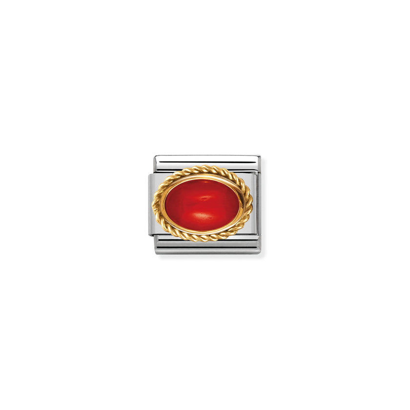 Nomination Comp, Classic EDELSTEINE Edelstahl, RANDELUNG 18-K-Gold (11_KORALLE ROT) 030507/11