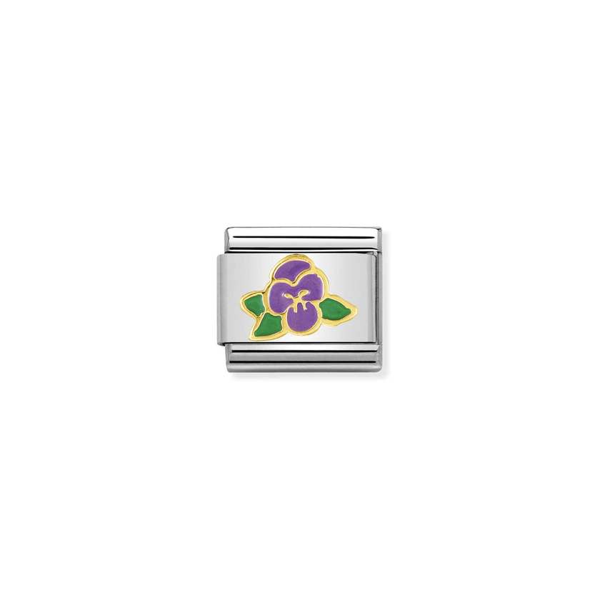 Nomination Composable Classic NATURA Edelstahl,Email und 18K-Gold (15_Veilchen) 030278/15