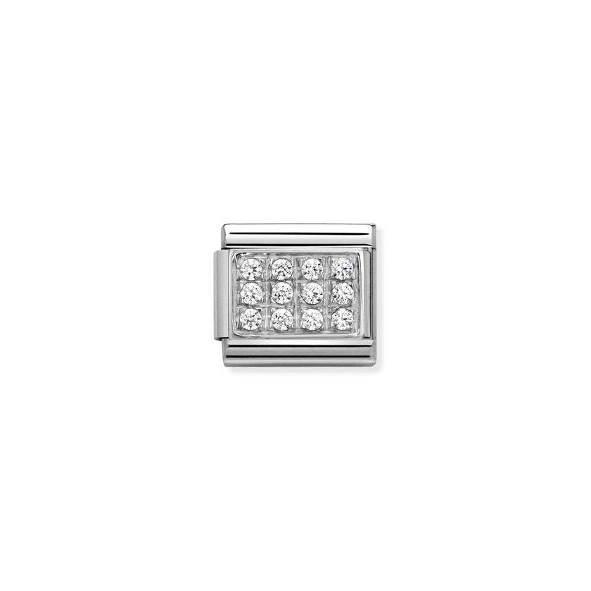 Nomination Composable Classic PAVE Edelstahl, Cubic Zirkon und Silber 925 (01_weiss) 330307/01