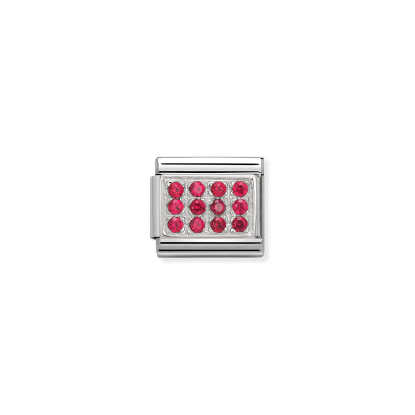 Nomination Composable Classic PAVE Edelstahl, Cubic Zirkon und Silber 925 (02_ROT) 330307/02