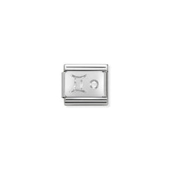 Nomination Composable Classic STERNZEICHEN Edelstahl, Cubic Zirkon und Silber 925 (03_Zwilling) 330302/03