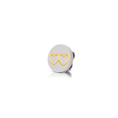 Nomination MYBONBONS Plakette aus Stahl mit goldenen SYMBOLEN (008_Doppeltes Herz) 065082/008