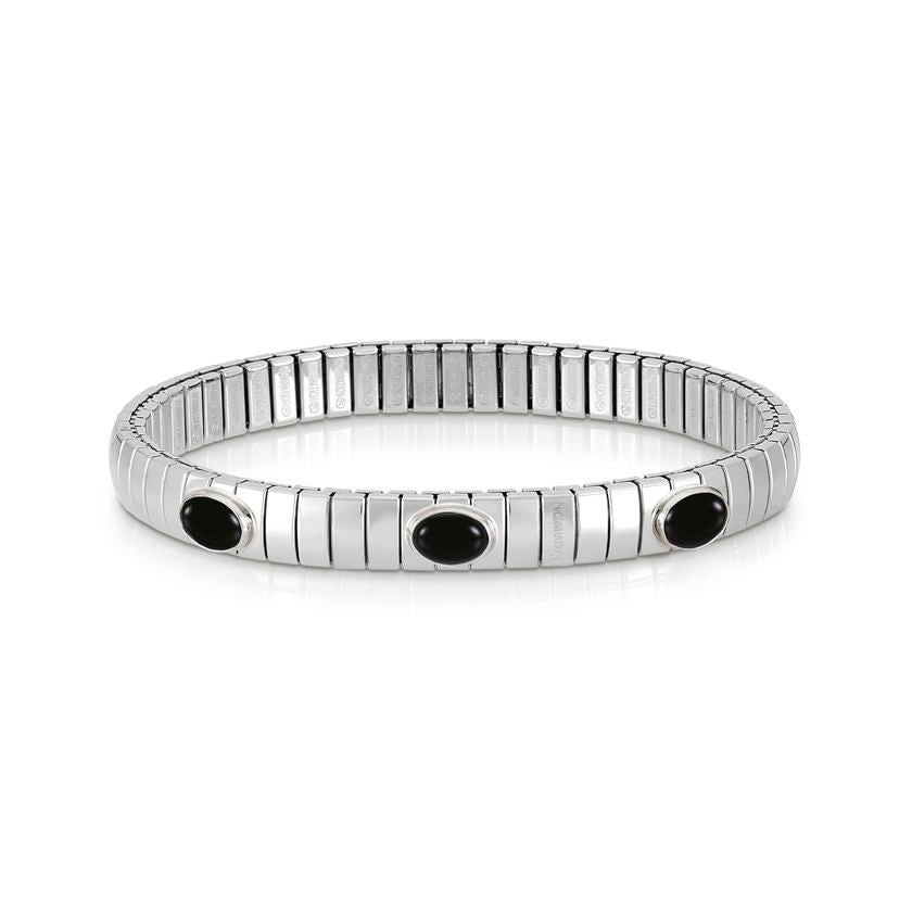 Nomination XTE Armband aus Stahl, Silber 925 und 3 Steine (017_ACHAT SCHWARZ) 043471/017
