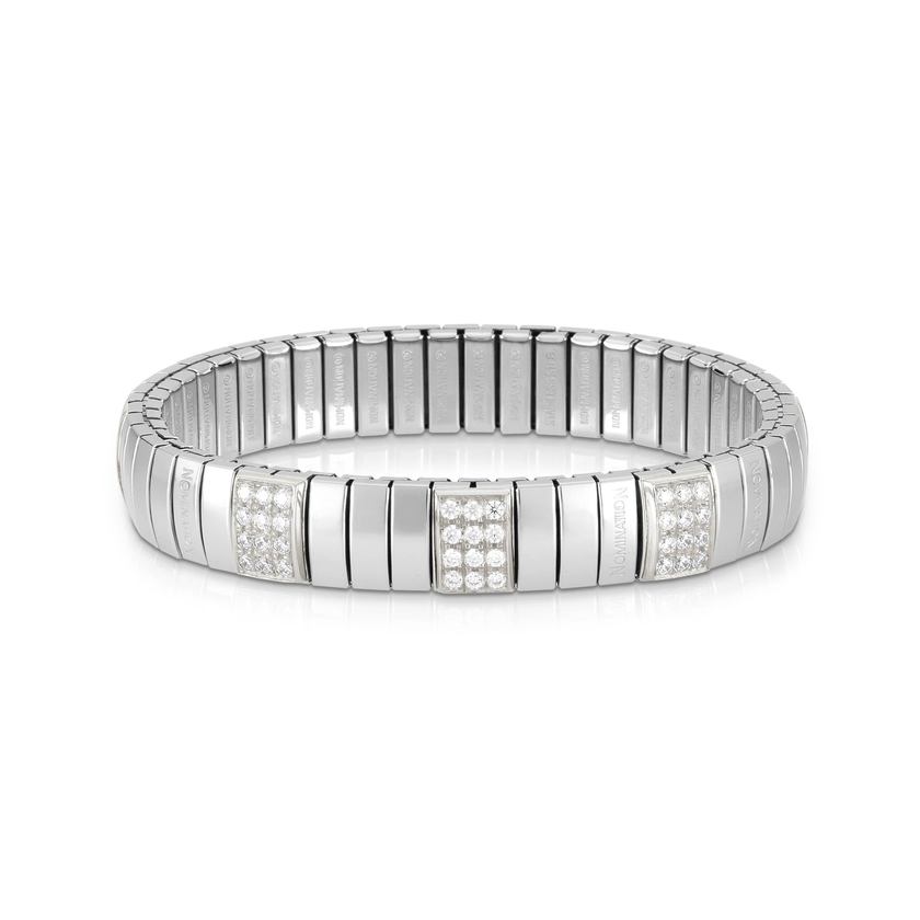 Nomination N,Y, MEDIUM Armbande aus Stahl, Silber 925 und kubisch Zirkon (001_WEISS) 044412/001