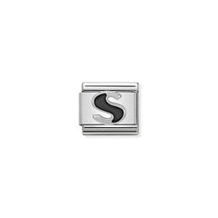 Nomination COMPOSABLE CLASSIC BUCHSTABEN Schwarz, Edelstahl, Email und Silber 925 (19_S) 330201/19
