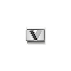 Nomination COMPOSABLE CLASSIC BUCHSTABEN Schwarz, Edelstahl, Email und Silber 925 (22_V) 330201/22