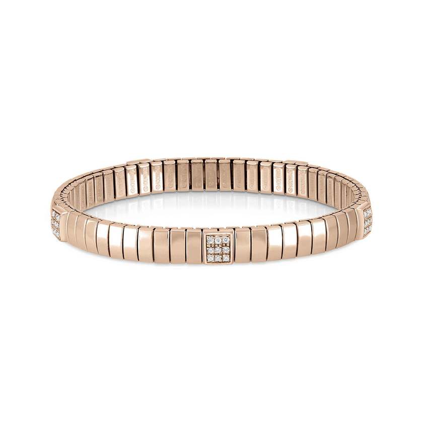 Nomination ARMBAENDER GOLDEN PINK (S) AUS EDELSTAHL, SILBER 925, CZ UND 3 PAVES (001_WEISS) 042859/001