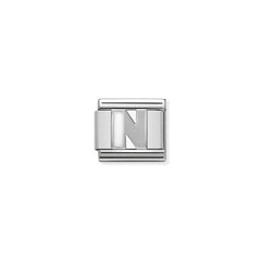 Nomination COMPOSABLE CLASSIC BUCHSTABEN Weiss, Edelstahl, Email und Silber 925 (14_N) 330205/14