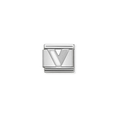 Nomination COMPOSABLE CLASSIC BUCHSTABEN Weiss, Edelstahl, Email und Silber 925 (22_V) 330205/22