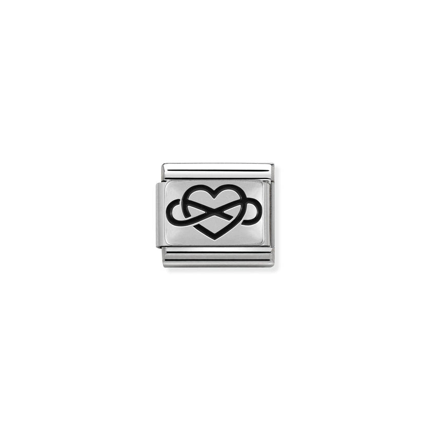 Nomination COMPOSABLE CLASSIC PLAETTCHEN aus Edelstahl, mit 925er Silber verziert, (05_unendliche Herz) 330102/05