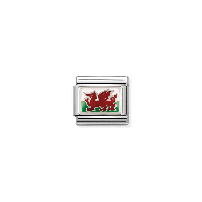 Nomination COMPOSABLE CLASSIC FLAGGEN EDELSTAHL, LACK UND SILBER 925 (02_Wales) 330207/02