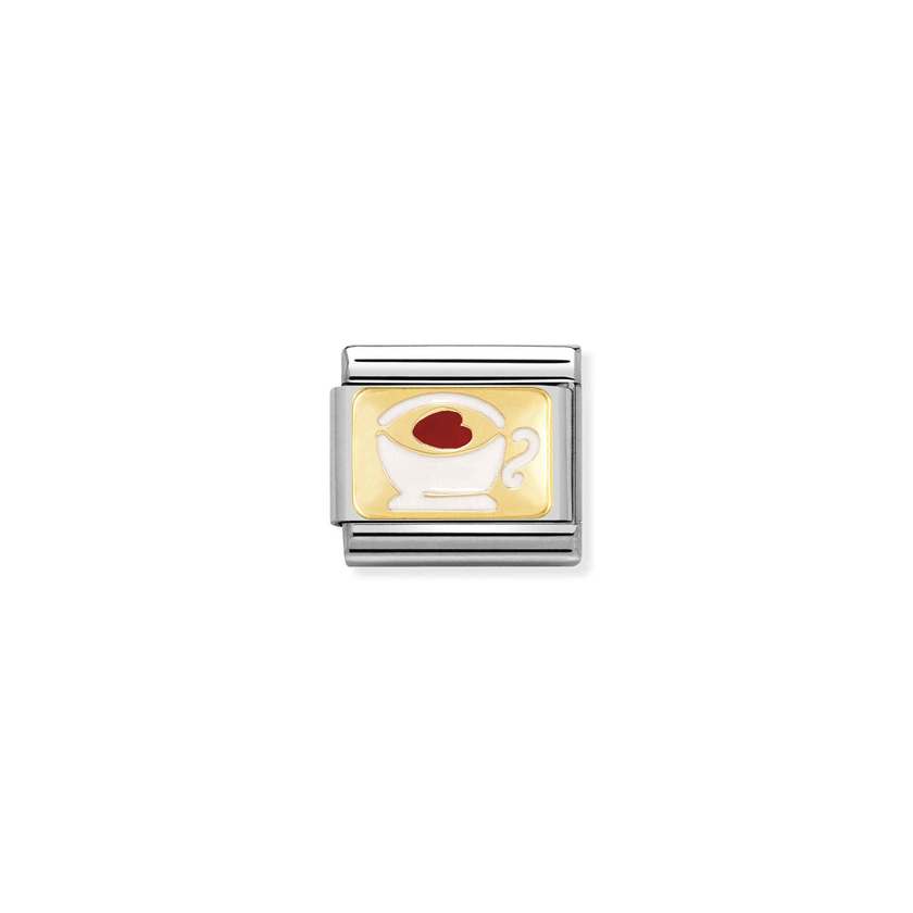 Nomination COMPOSABLE CLASSIC PLAETTCHEN Edelstahl, Email und 18k gold (02_Becher mit Herz) 030284/02