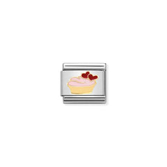 Nomination COMPOSABLE CLASSIC SYMBOLE aus Edelstahl, mit Emaille und 18Kt Gold verziert, (02_Muffin mit Herzen) 030285/02