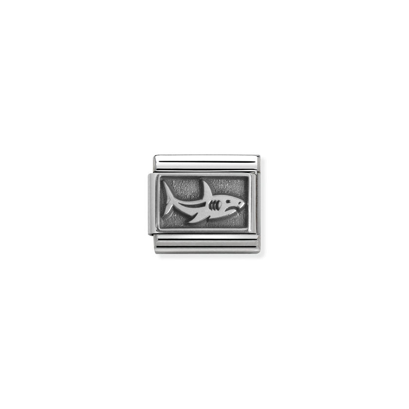 Nomination COMPOSABLE CLASSIC PLAETTCHEN aus Edelstahl, mit 925er Silber verziert, (13_Hai) 330102/13