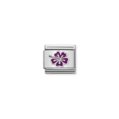 Nomination COMPOSABLE Classic SYMBOLE aus Edelstahl, Email und Silber 925 (23_fuchsie Hibiskus) 330202/23