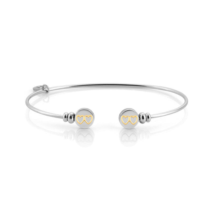Nomination MYBONBONS Contrarier aus Edelstahl mit Symbolen aus 18k gold (008_Doppeltes Herz) 065202/008
