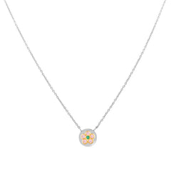 Nomination MYBONBONS Halskette aus Edelstahl, Zirkonia und 18k gold (Symbole) (015_Rosa/gruene Blume) 065016/015