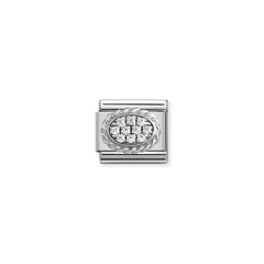 Nomination COMPOSABLE Classic Pave aus Edelstah, Zirkonia und Silber 925 (03_weisses Oval) 330316/03