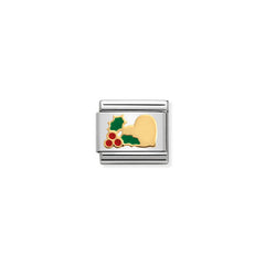 Nomination Composable Classic CHRISTMAS Edelstahl, Email und 18K-Gold (23_Herz mit Stechpalme) 030225/23