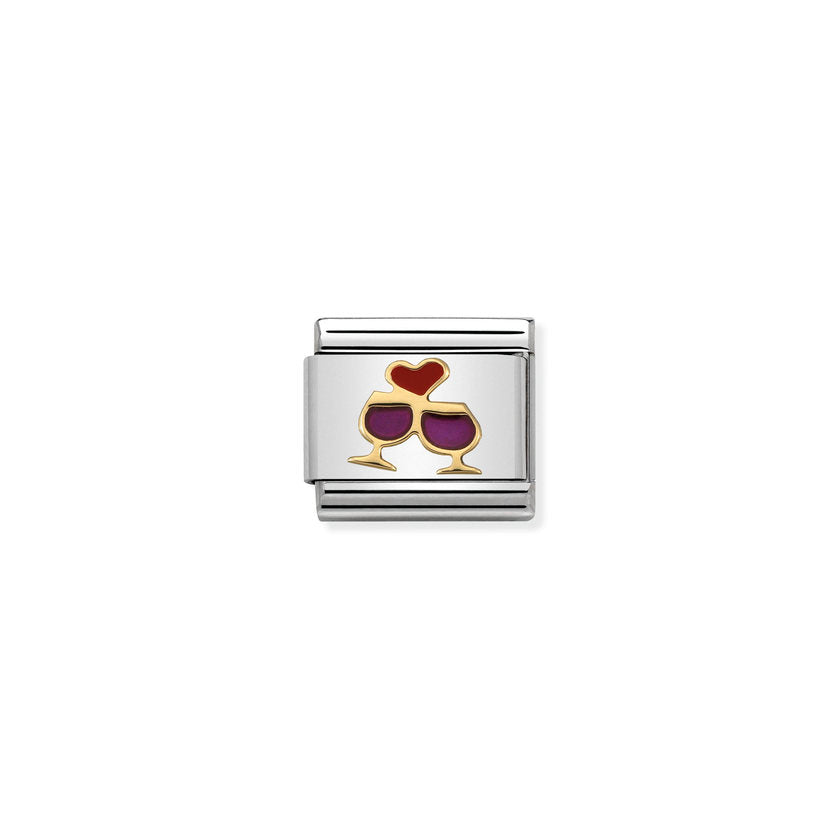 Nomination COMPOSABLE Classic LOVE 2 Edelstahl, Email und Gold 18 k (08_Glaeser mit Herz) 030283/08
