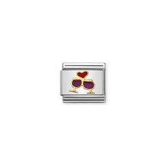 Nomination COMPOSABLE Classic LOVE 2 Edelstahl, Email und Gold 18 k (08_Glaeser mit Herz) 030283/08