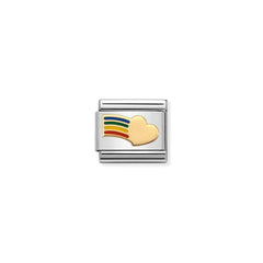 Nomination COMPOSABLE Classic LOVE 2 Edelstahl, Email und Gold 18 k (12_Herz Regenbogen) 030283/12