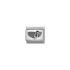 Nomination COMPOSABLE CLASSIC OXIDIERTE SYMBOLE aus Edelstahl, mit 925er Silber verziert, (06_Herz mit Note) 330101/06