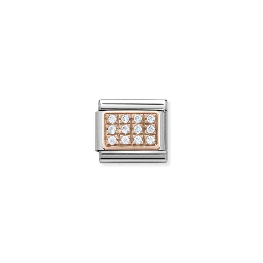 Nomination COMPOSABLE CLASSIC PAVE aus Edelstahl und gold 9k (01_weiss) 430301/01